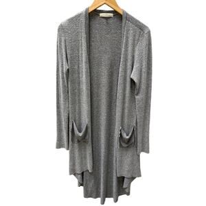 Joah Brown Women's One Size Gray Hi Low Open Front Long Cardigan Sweater